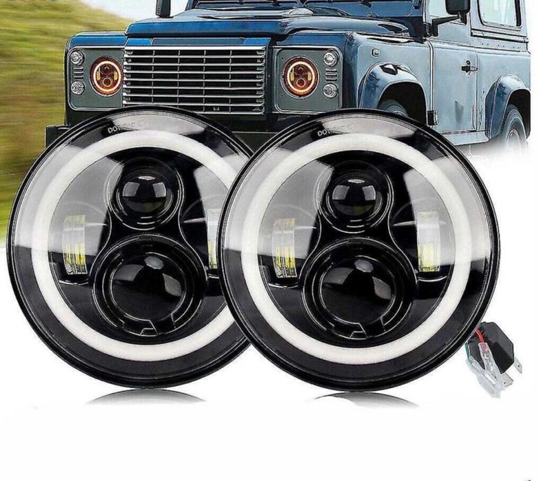 КТ LED Фарове 200W 7 Инч Фарове за Lada Niva Jeep Wrangler Cherokee KJ