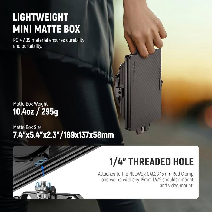 Matte box за камера. ND филтър. Компендиум. Камера. Обектив.