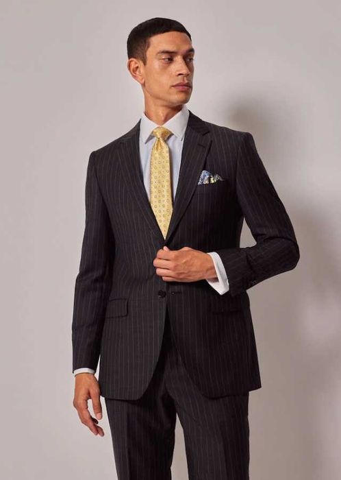 Sacou blazer 52 XL de lux Hackett London lana super 110's negru dungi