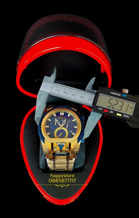 часовник INVICTA Bolt Zeus Magnum Gold/Blue 52 mm, Инвикта нов