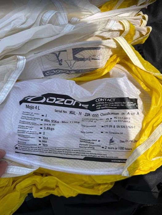 Parapantă Ozone Mojo 4 L + Sup’Air EVO XC2, cocon și accesorii