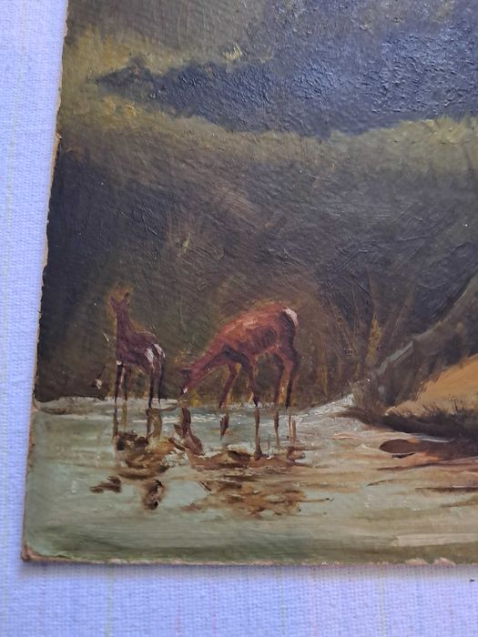 tablou vechi pictura romaneasca 51/40 cm semnat datat 1965