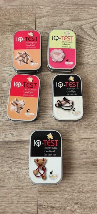 Lot 5 puzzle-uri IQ Test din lemn - jocuri de logica