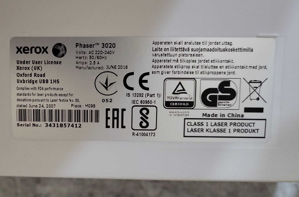 Imprimantă laser Xerox Phaser 3020 – alb-negru