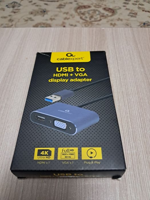 Видеоадаптер Cablexpert USB to HDMI + VGA (новый)