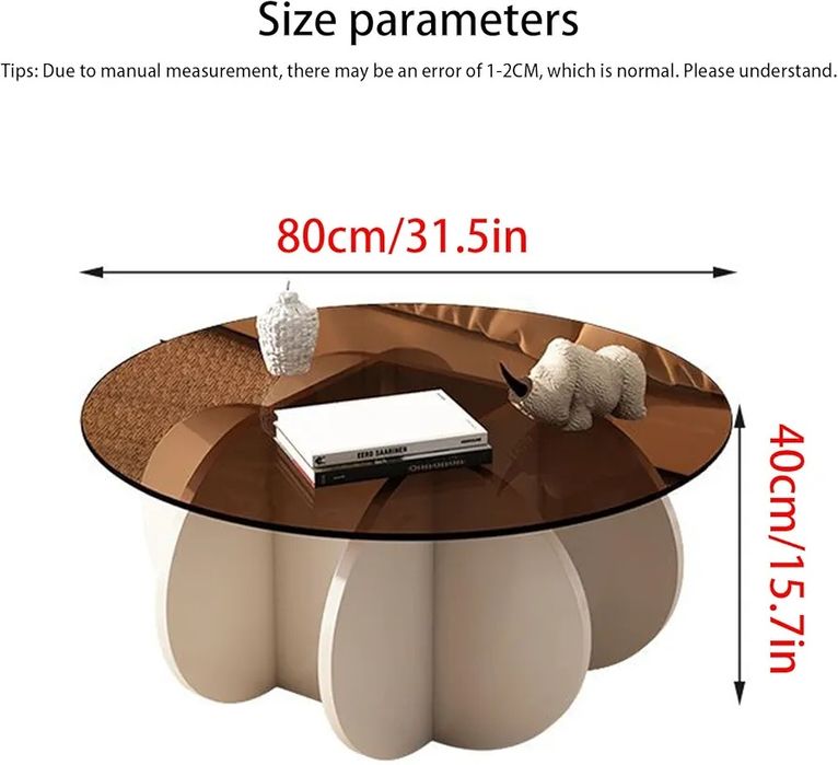 Уникална Ретро /Кръгла холна маса от закалено стъкло