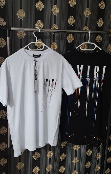 Tricou Amiri paint alb negru