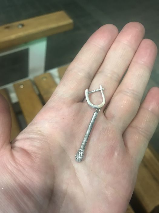Серьга серебрянная с фианитами
