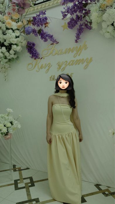 Желтое корсетное платье в пол (XS–S)