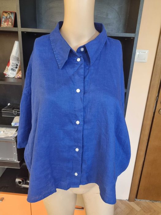 Дамски ризи скъсен (кропнат) модел H&M, 100 % лен