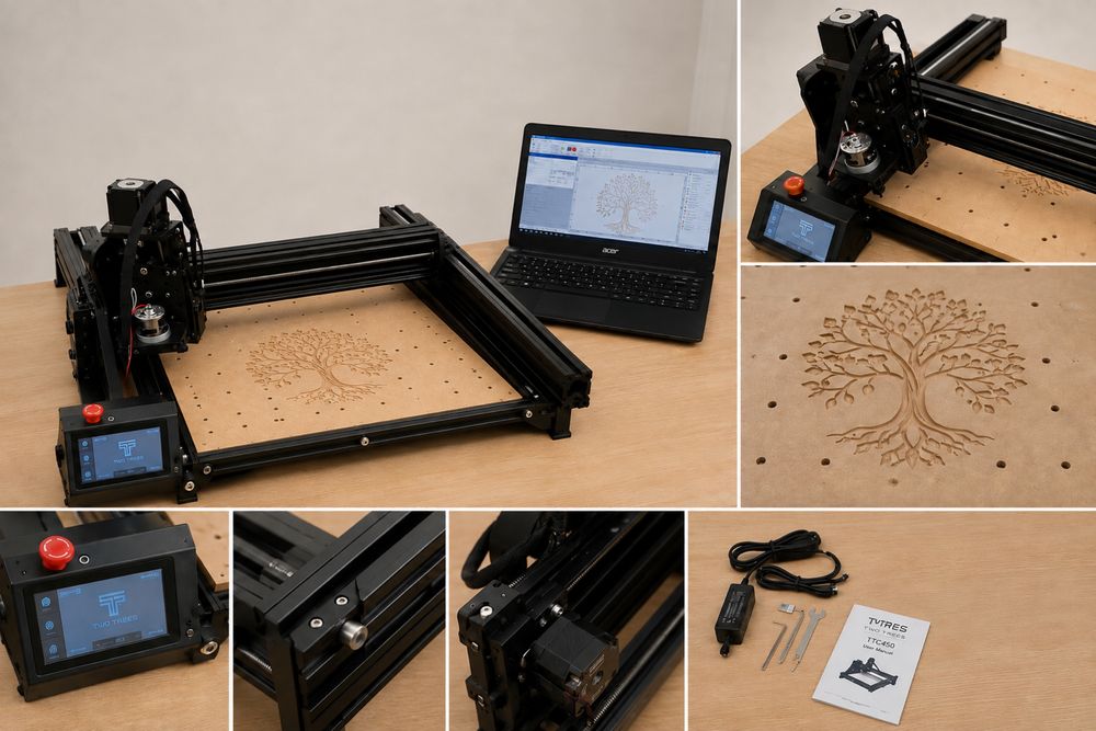 CNC TwoTrees TTC450 3 Axe 460×460×80 mm + Laptop Acer + Candle – Gata de Utilizare