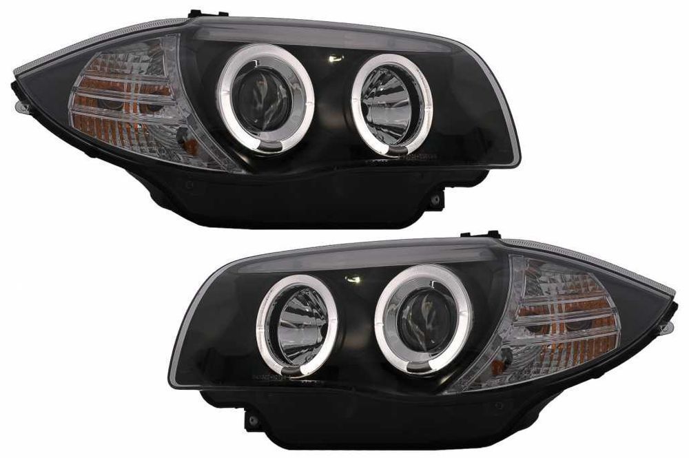 Faruri Angel Eyes BMW Seria 1 E81 E82 E87 E88 (2004-2011) Negru