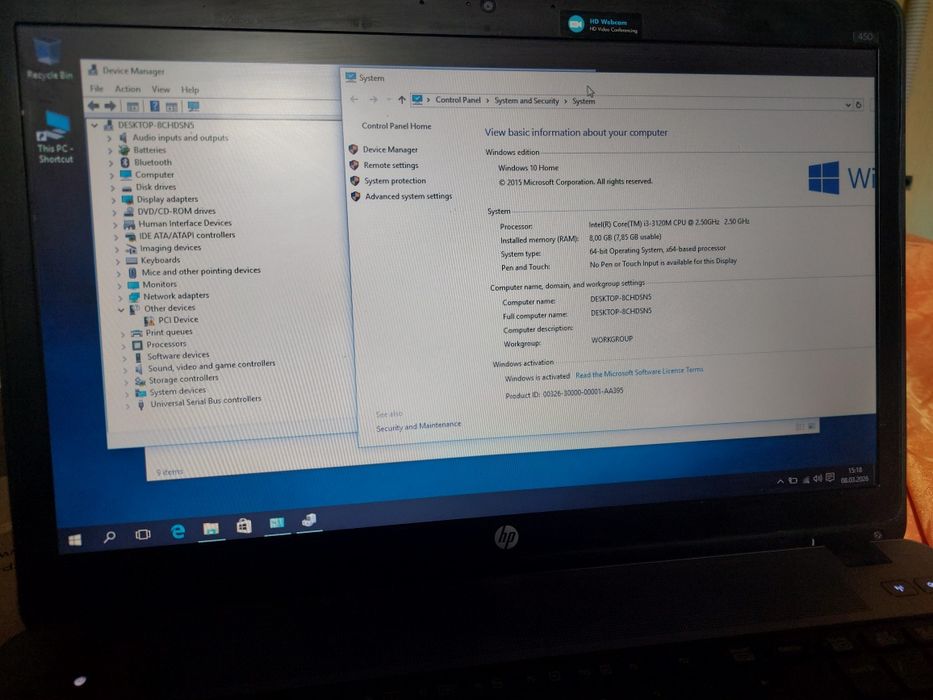 Laptop Hp Probook 450 i3