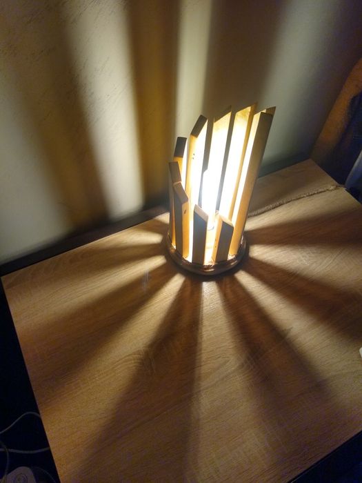 Дървена ръчно изработена нощна лампа, декорация, арт, масив, подарък