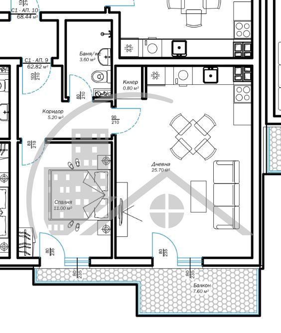 2-стаен в Варна, област-м-т Ален Мак площ 69 цена 113500