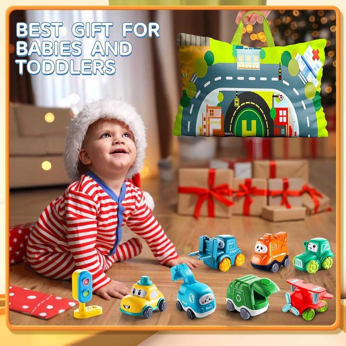 7 превозни средства с карта и светофар, за деца 1-2 години