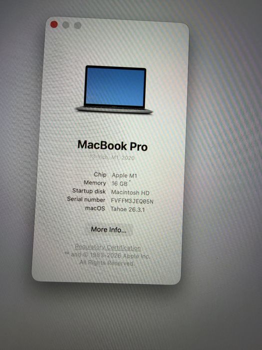 Macbook Pro M1 16/256gb