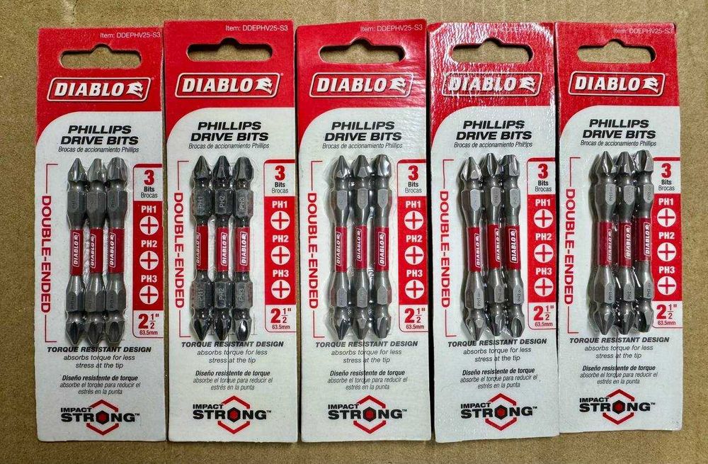 Diablo биты, набор бит, остнастка Dewalt, DDEPHV25-S3 PH1/PH2/PH3