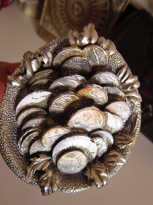 cadou rar Cornul abundenței vintage Italia argintat+cristale Swarovski