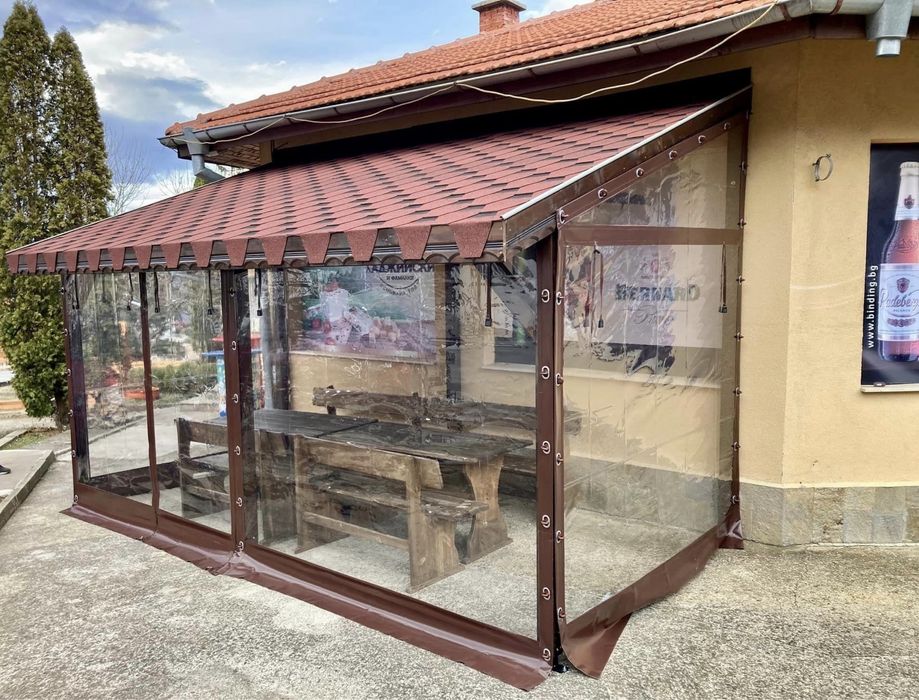 Ветроупорни завеси кристал винил тенти шатри найлони прегради барбекю