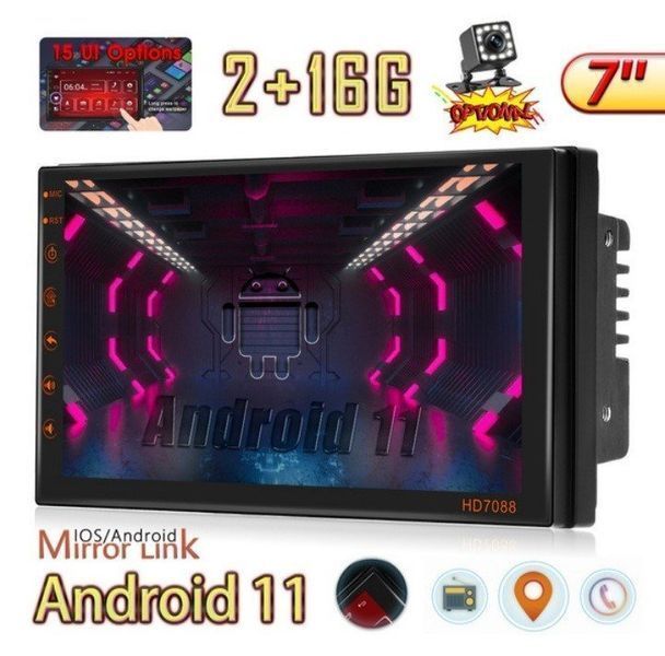 Мултимедия 3349 НОВ Android 11,GPS стерео 2Din 7"2.5D TFT сензорен екр