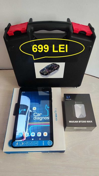 Promotie 699 lei ! Kit Interfata auto Diagnoză Mucar BT200 Max + Tableta Android, Cutie Transport, 15+ funcții de resetare cu licenta/update pe viata