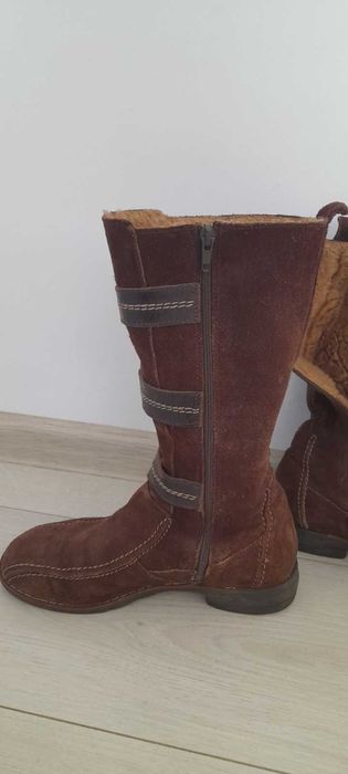Cizme din piele intoarsa, imblanite, maro 37