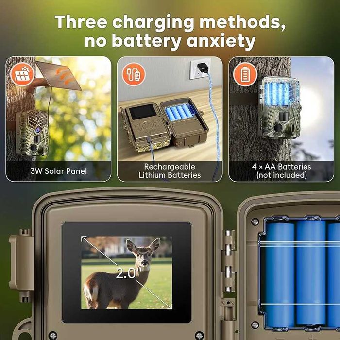 Solareye Trail Camera WiFi - Соларно захранвана 4K 64MP ловна с нощно