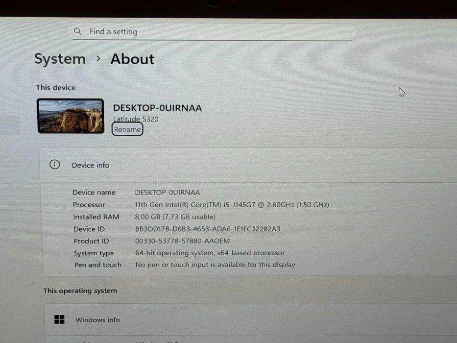 Dell Latitude 5320 i5-1145G7/8RAM DDR4/256GB SSD/Intel Iris XE/Full HD