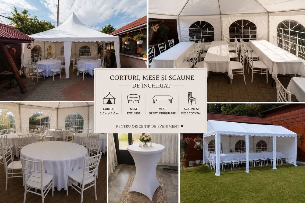 Închiriez pentru evenimente corturi mese și scaune