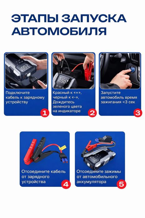 Пусковое устройство, компрессор, фонарь 3 в 1