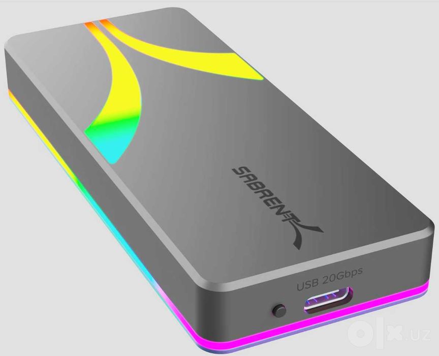 SABRENT Rocket RGB USB C 20Gbps M.2 SATA/NVMe SSD Enclosure (EC-RGBG)