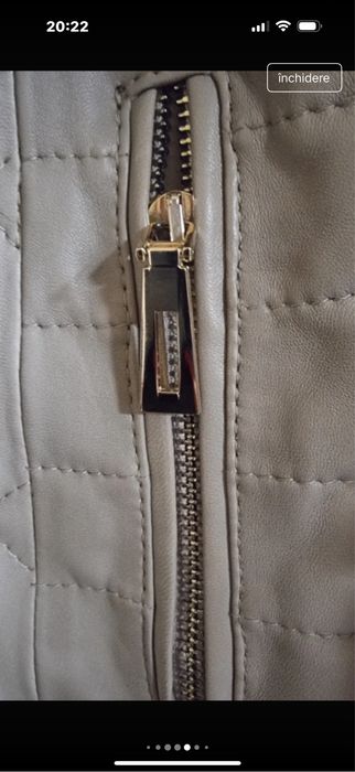 Haina de piele Geronimo Orastie grej cu guler natural