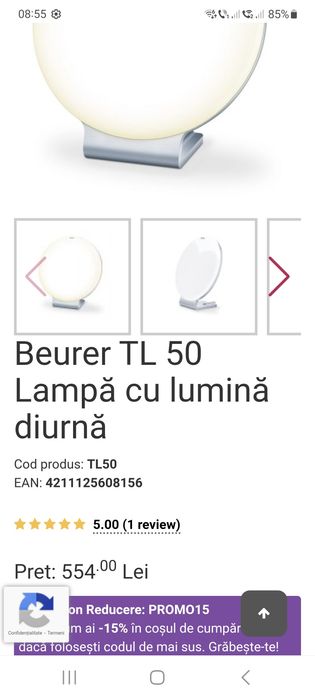 Lampă terapeutică Beurer TL 50 cu lumină naturală