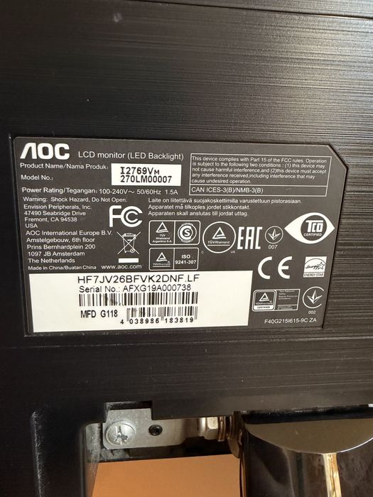 Монитор AOC 27/60hz