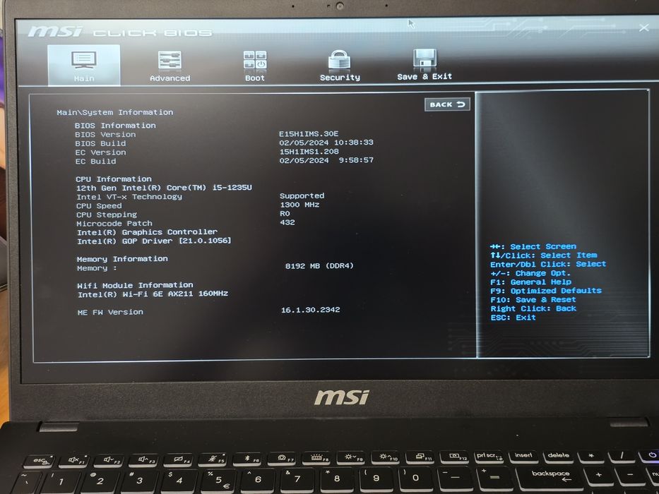 Laptop notebook MSI modern  15 B12M 020XRO