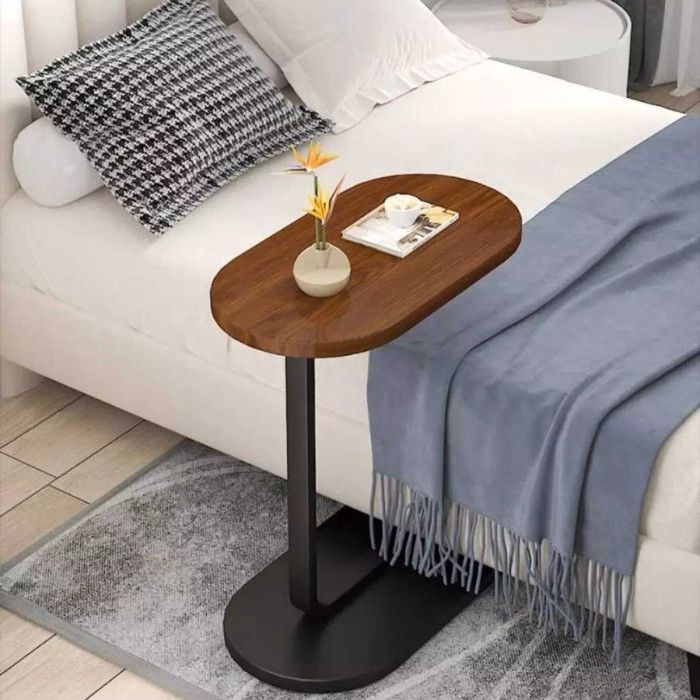 Универсална, овалната C-образна масичка за кафе, лаптоп, цветя, книги.