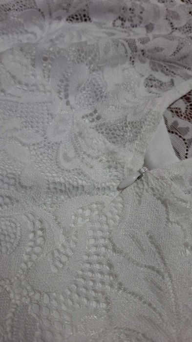 Rochie lunga DRESSTELLS, marimea 2XL, dantela si sifon, alb
