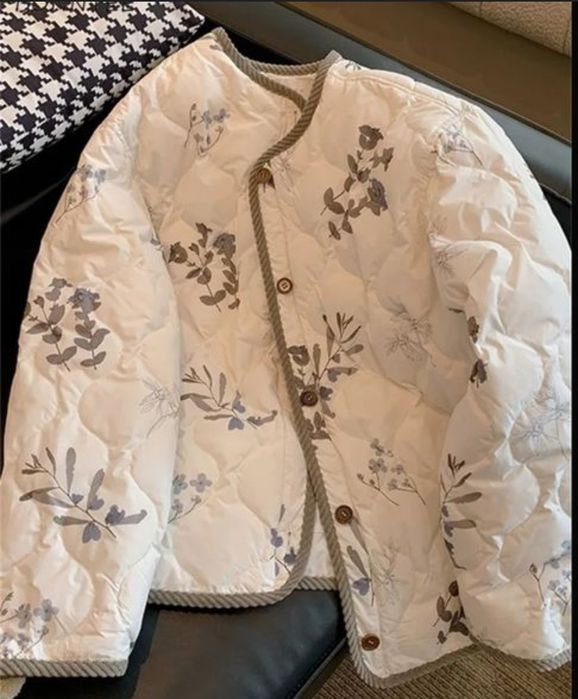 Меховая Новая стеганная куртка 44-46 пуховик пальто тренч бомбер