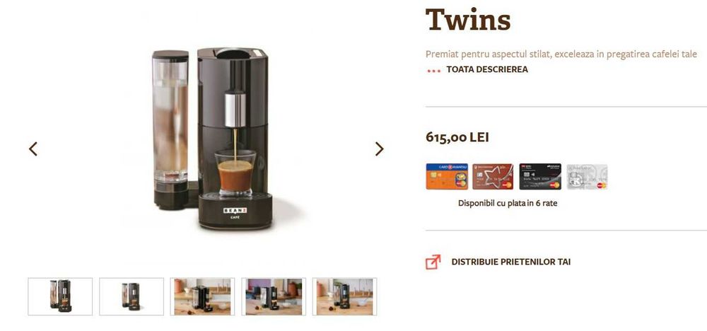 Espressor de cafea cu capsule Twins nou