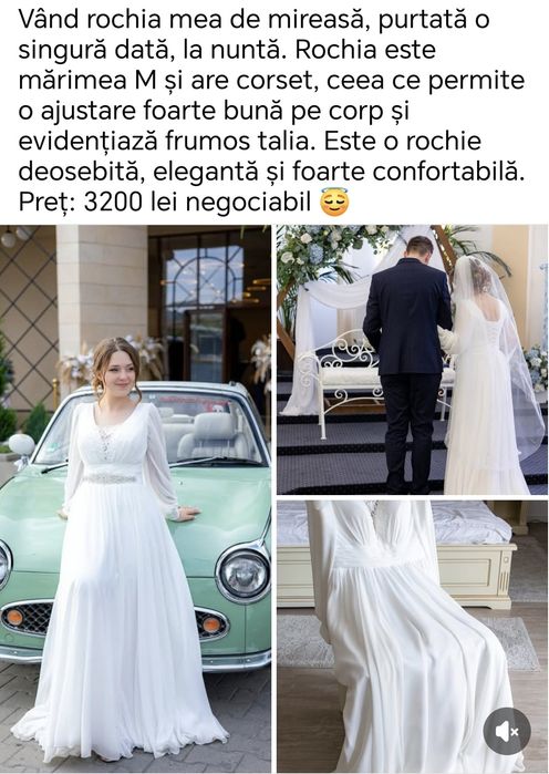 Rochie de mireasa, coresest ajustabil, mărimea M