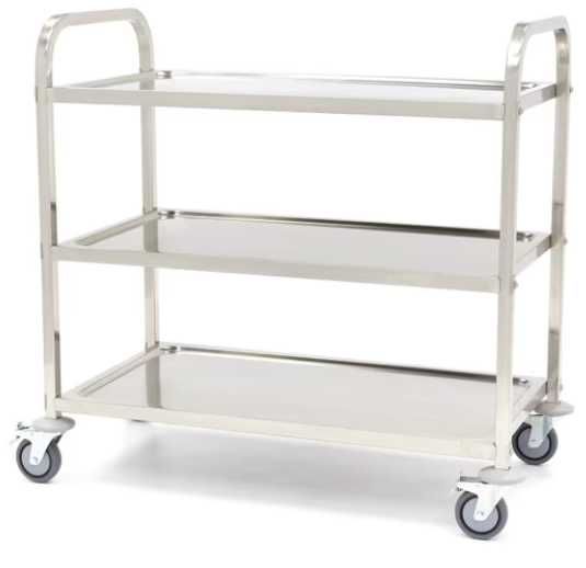 Количка за сервиране от неръждаема стомана - 3 рафта