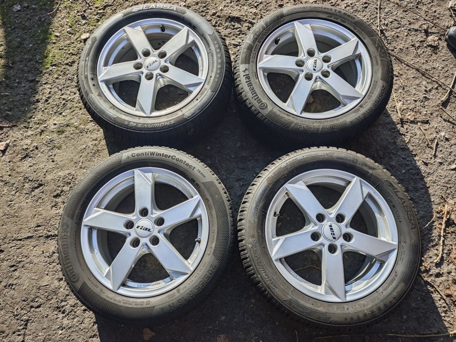 Jante aliaj Rial 5x112, 6,5jx16, ET46 cu anv iarna 205/55/16 , 6-8 mm