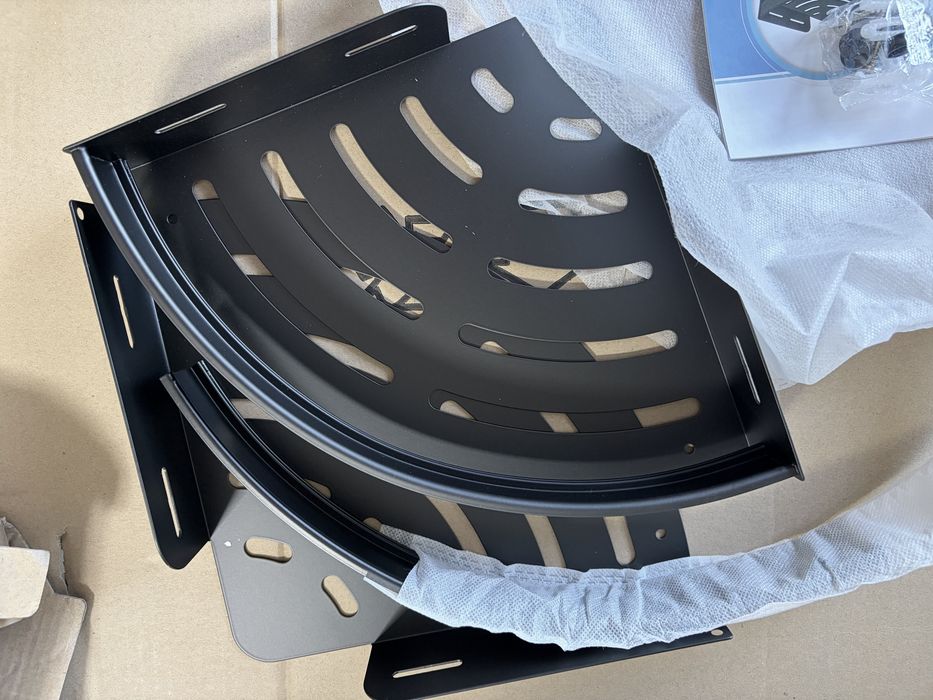 Raft pentru Duș de Colț Fără Găurire Aluminiu Rezistent la Rugină – 2 Rafturi Autocolante Negre