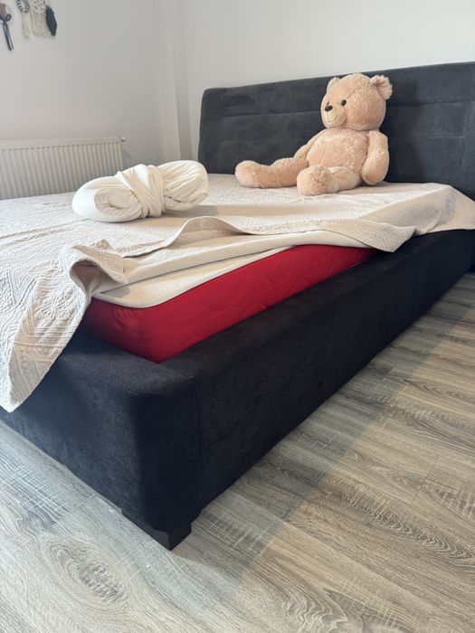 Pat Mob & Deco  180x200 lada depozitare si saltea – stare excelenta