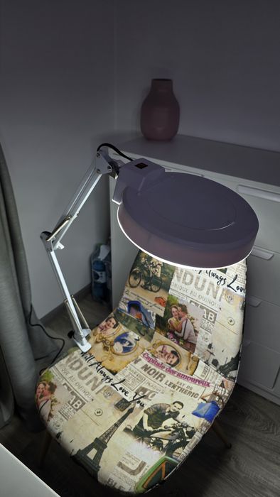 Lampa cosmetica cu neon si lupa de 5 dioptrii, Alma Net Office, Plastic, 22 w
