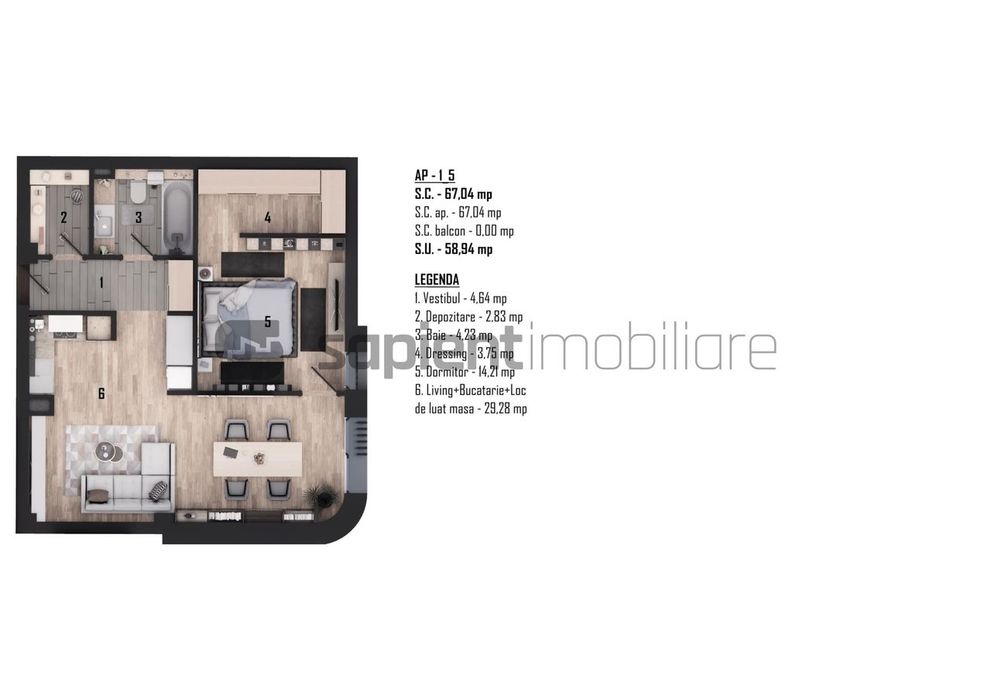 De vânzare apartament 2 camere, ultracentral, semifinisat