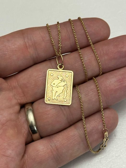 LANT + PANDANTIV AUR 14K - Placuta Zodia Varsator - 4.2g - 430lei/gr.