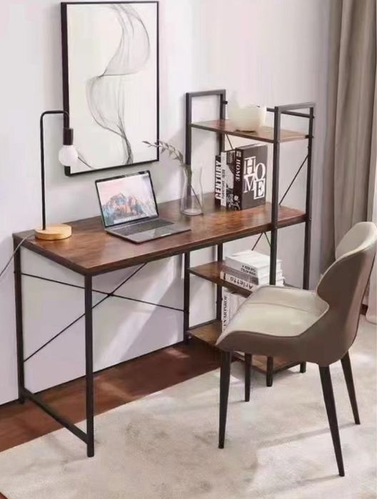 Компьютерный стол с полками, металлический каркас