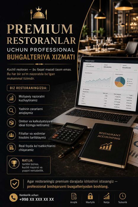 Premium restoranlar uchun professional buhgalteriya xizmati